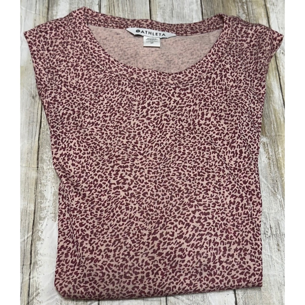 Athleta Breezy Tank Mauve Leopard Animal Print Crew Neck Top 980760-03-2-0003